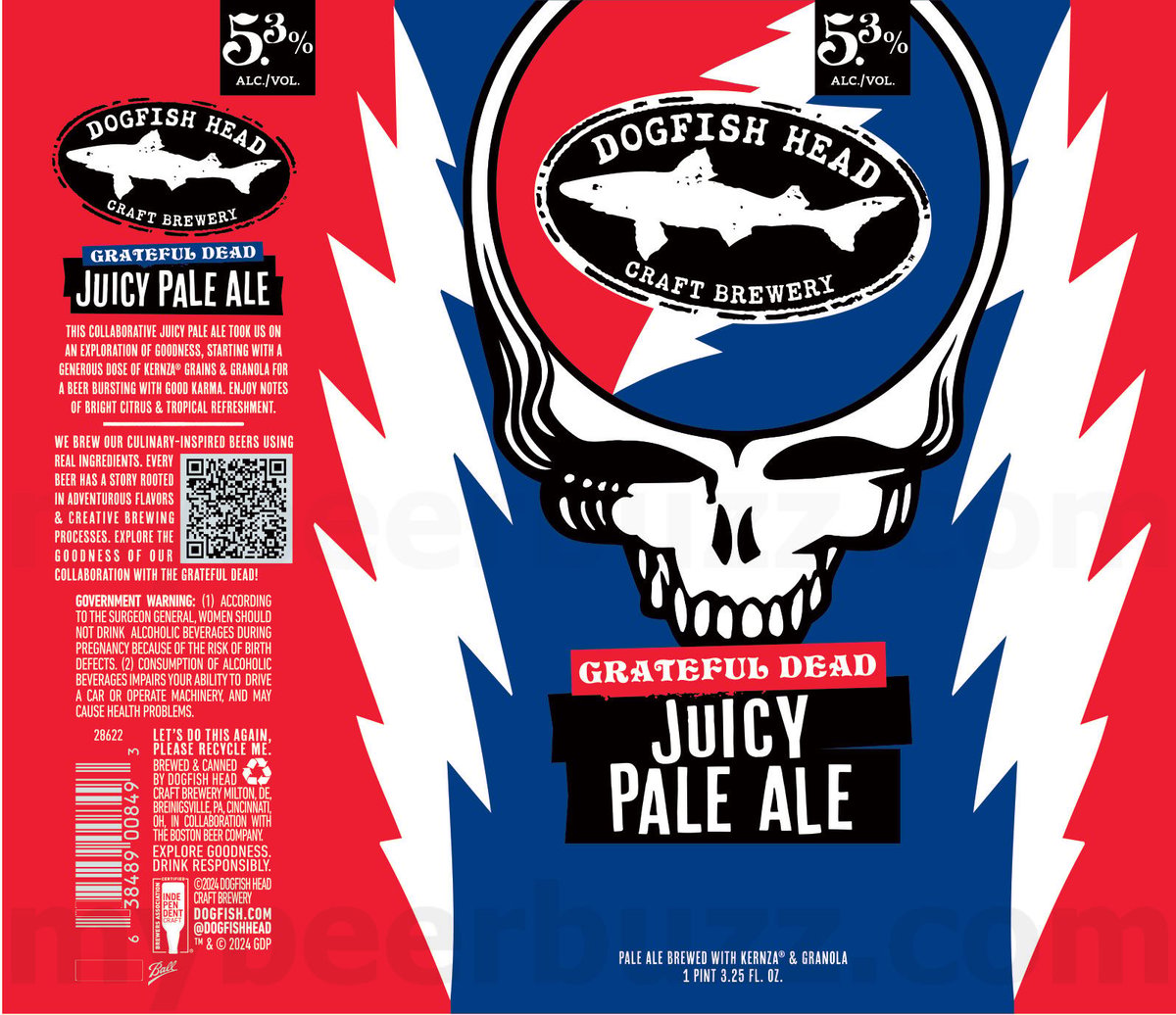 Dogfish Head Grateful Dead Juicy Pale Ale Adding 19.25oz Cans Dogfish Head Grateful Dead Juicy Pale Ale Adding 19.25oz Cans