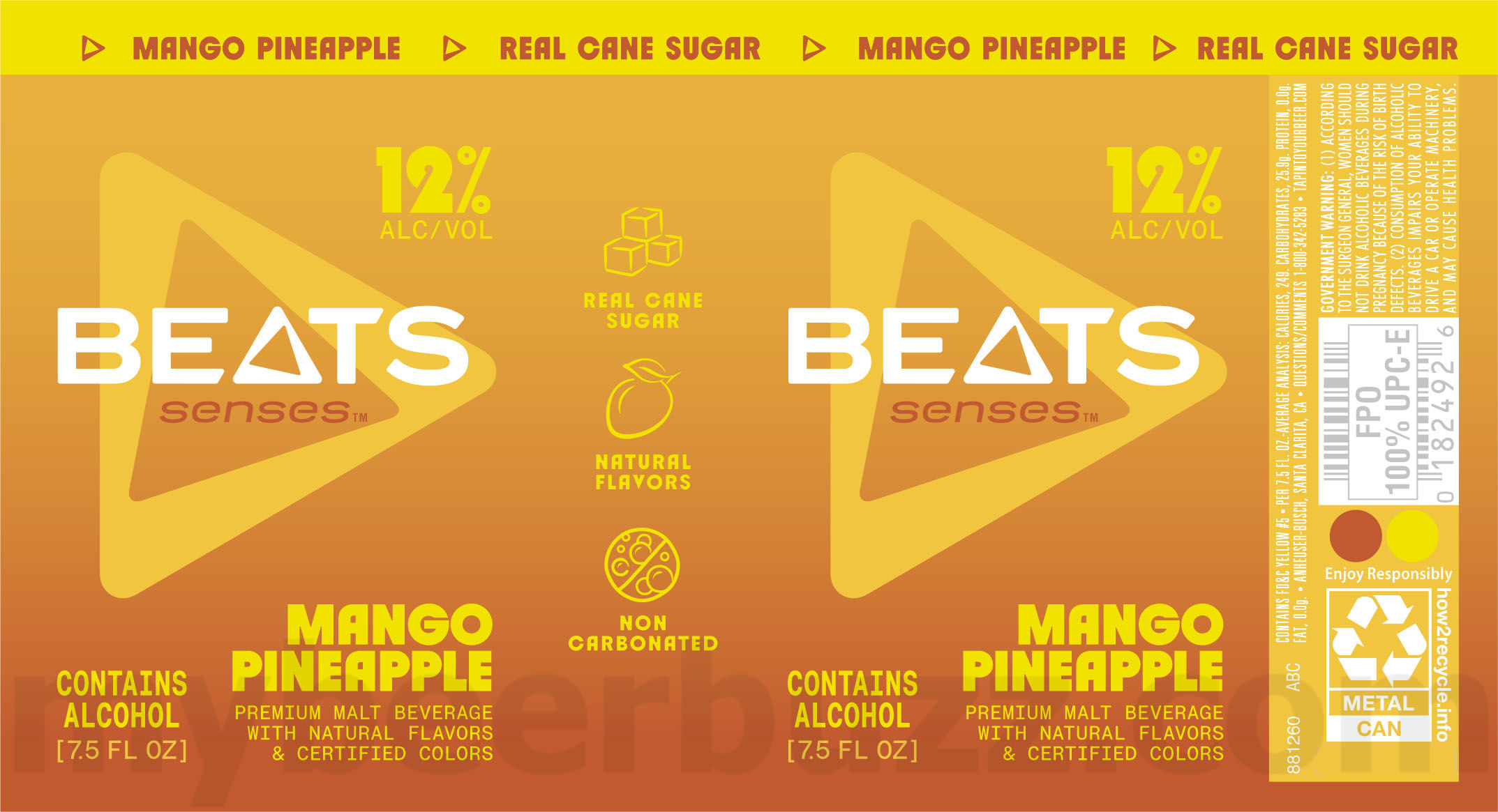 Anheuser-Busch Adding Beats Senses Lemon Lime, Beats Senses Mixed Berry, Beats Senses Mango Pineapple, Shaken Pineapple Lime & Shaken Strawberry Guava 12 apostMBB 4707