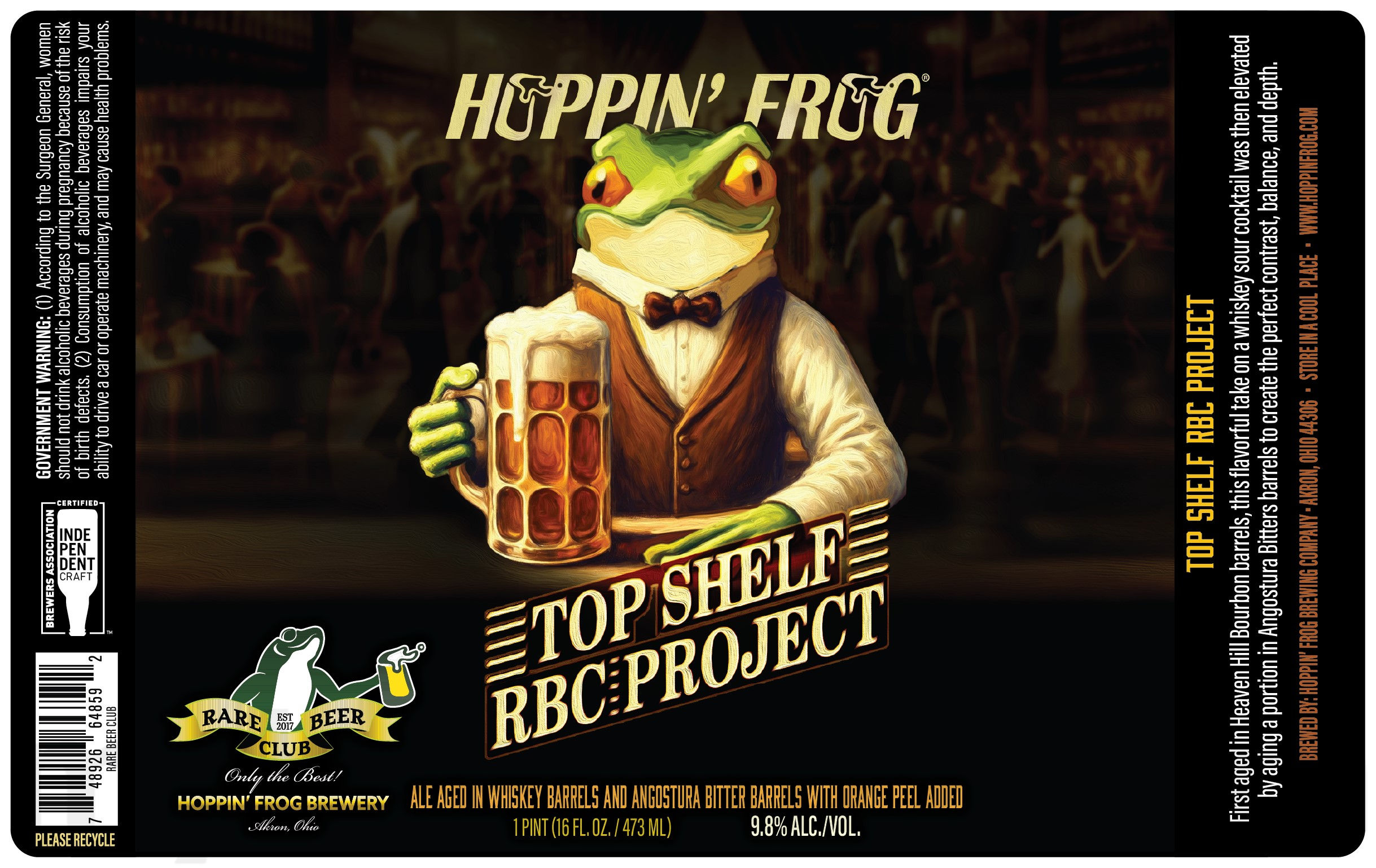 Hoppin’ Frog Adding Wet Hop IPA, Peanut Butter & Jelly Turbo Shandy, Peanut Butter Chocolate Coffee Porter, Bourbon Barrel-Aged Sextuple, Top Shelf RBC Project and Double Barrel-Aged B.O.R.I.S. Frog-Hattan 10 apostMBB 4913