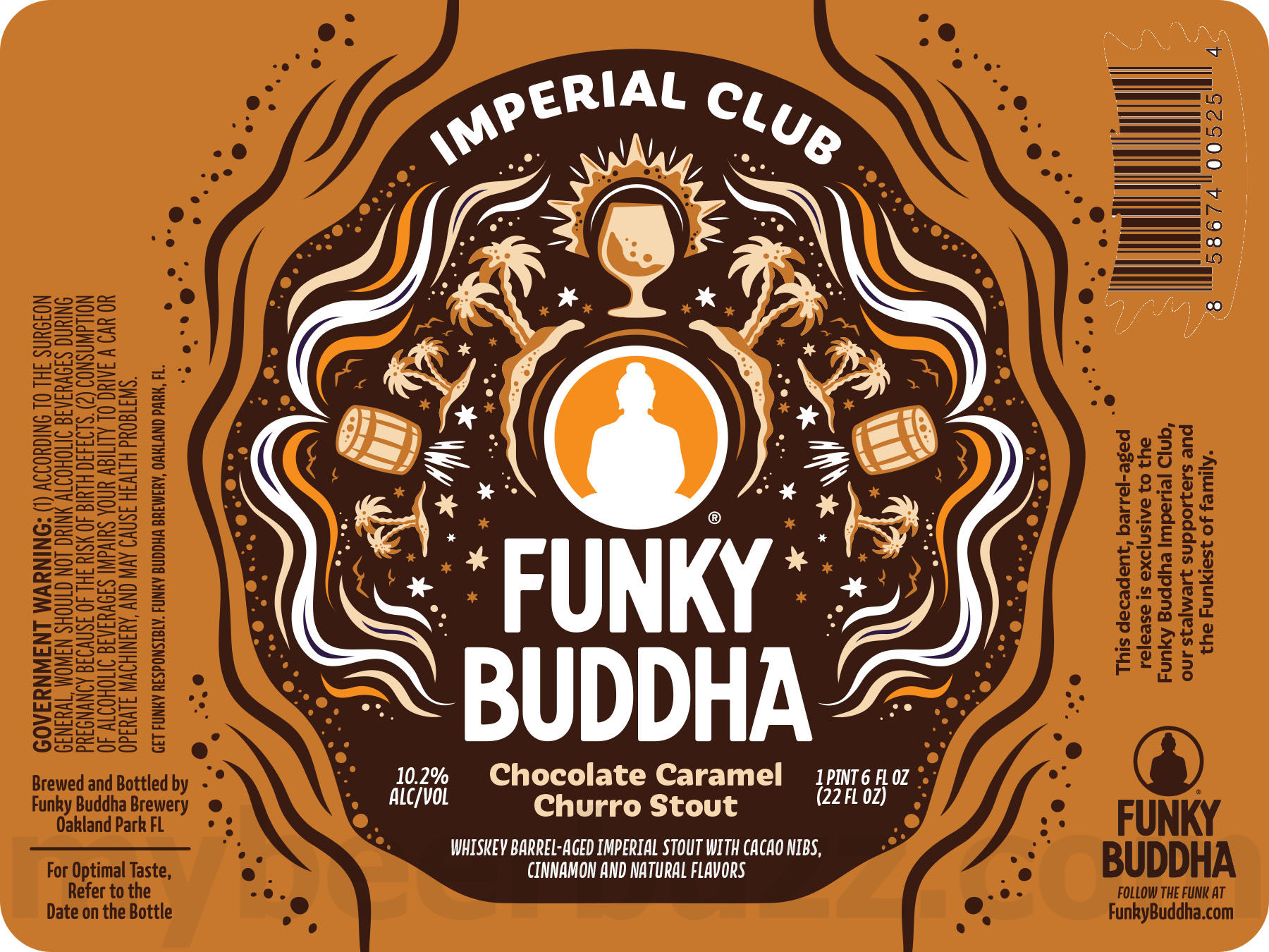 Funky Buddha Adding Buddhafest Lager, Tripel Lindy, 2024 Barrel-Aged Snowed In, Chocolate Caramel Churro Stout, SMASH & Sour Then Sinister 15 apostMBB 5060