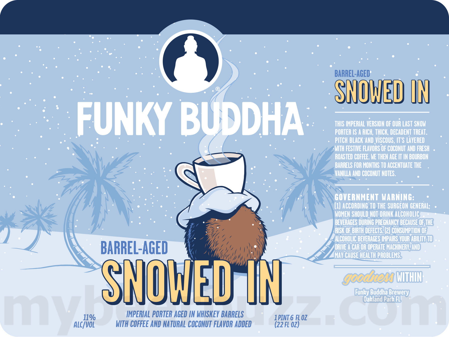 Funky Buddha Adding Buddhafest Lager, Tripel Lindy, 2024 Barrel-Aged Snowed In, Chocolate Caramel Churro Stout, SMASH & Sour Then Sinister 16 apostMBB 5061