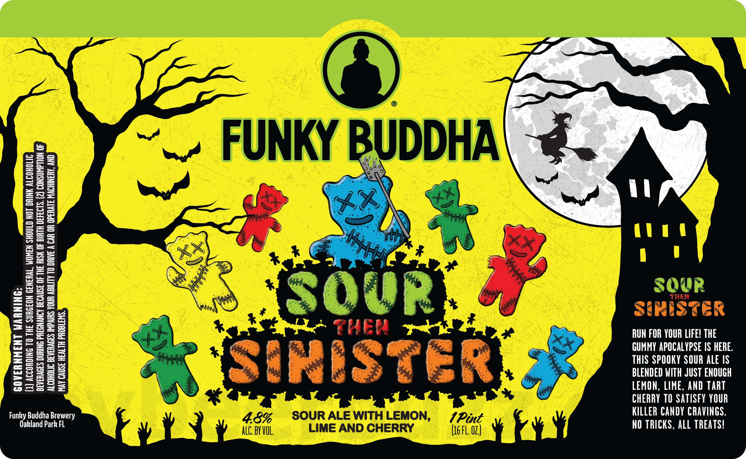 Funky Buddha Adding Buddhafest Lager, Tripel Lindy, 2024 Barrel-Aged Snowed In, Chocolate Caramel Churro Stout, SMASH & Sour Then Sinister 18 apostMBB 5063
