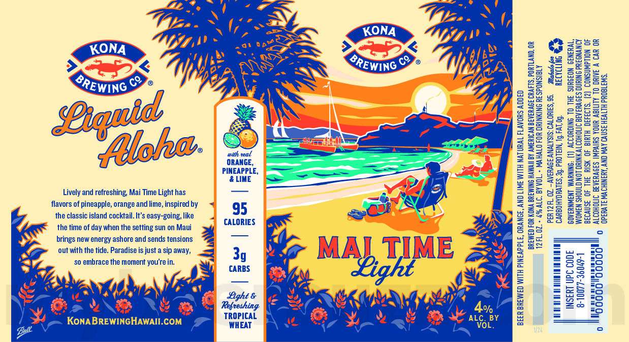 Kona Adding Dragon Fruit IPA, Hibiscus Brut IPA, Mai Time, Kona Light, Mai Time Light, Kamuela Cold IPA, Kamuela Kolsch & Island Colada Cream Ale 13 apostMBB 5130