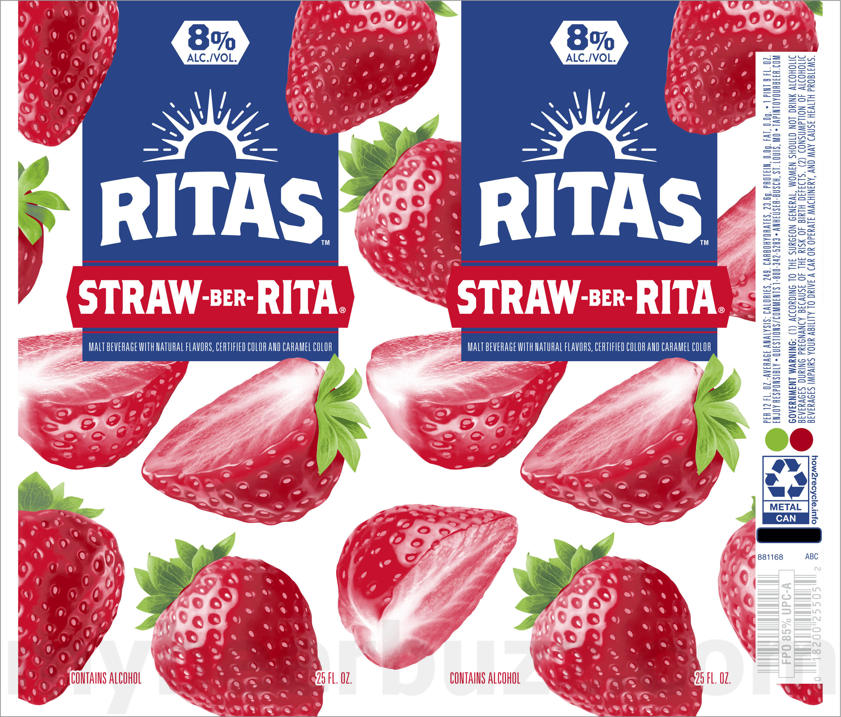 Ritas - Straw-Ber-Rita, Lima-A-Rita, Mang-O-Rita, Orange-A-Rita, Peach-A-Rita, Grape-Fruit-Rita, Water-Melon-Rita, Coco-Nut-Rita, Grape-A-Rita & Lemon-Ade-Rita Sparkling Margarita 9 apostMBB 5177
