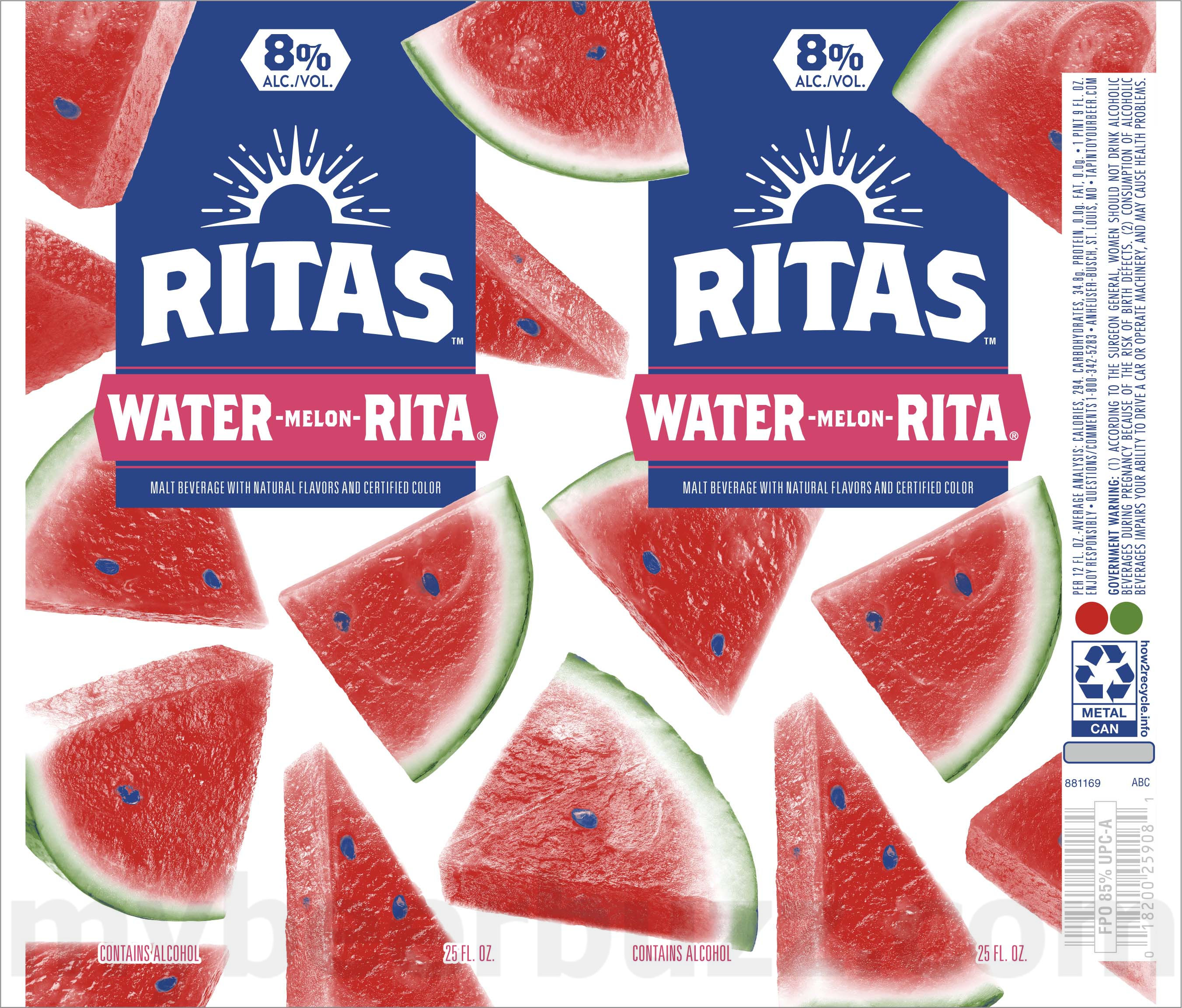 Ritas - Straw-Ber-Rita, Lima-A-Rita, Mang-O-Rita, Orange-A-Rita, Peach-A-Rita, Grape-Fruit-Rita, Water-Melon-Rita, Coco-Nut-Rita, Grape-A-Rita & Lemon-Ade-Rita Sparkling Margarita 10 apostMBB 5178
