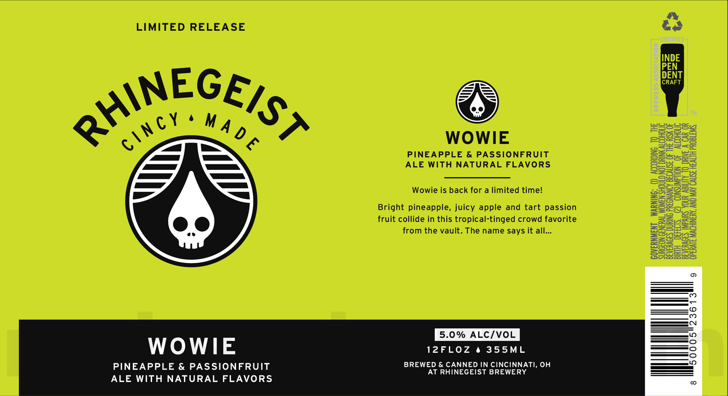 Rhinegeist Adding Maracujá Sour, Wowie, Roar, Mushhushshu, Alpha Sound & Cheetah Lager 10 apostMBB 5181