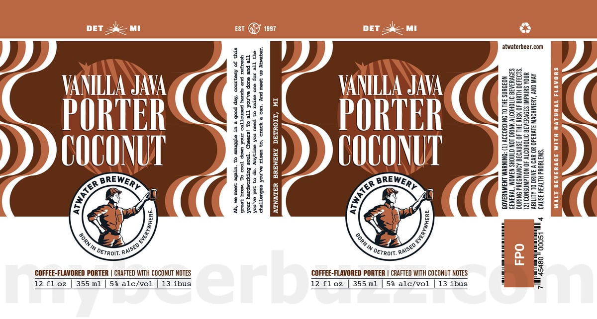Atwater - Cash For Gold Dortmunder Style Lager, Vanilla Java Porter, Purple Gang Pilsner, Pursell Station Ale, No Joke Joker IPA, Barrel-Aged VJ Black, Commissioner’s Brew, Ghost Of Whitney & Better Life Choices IPA 8 apostMBB 5267