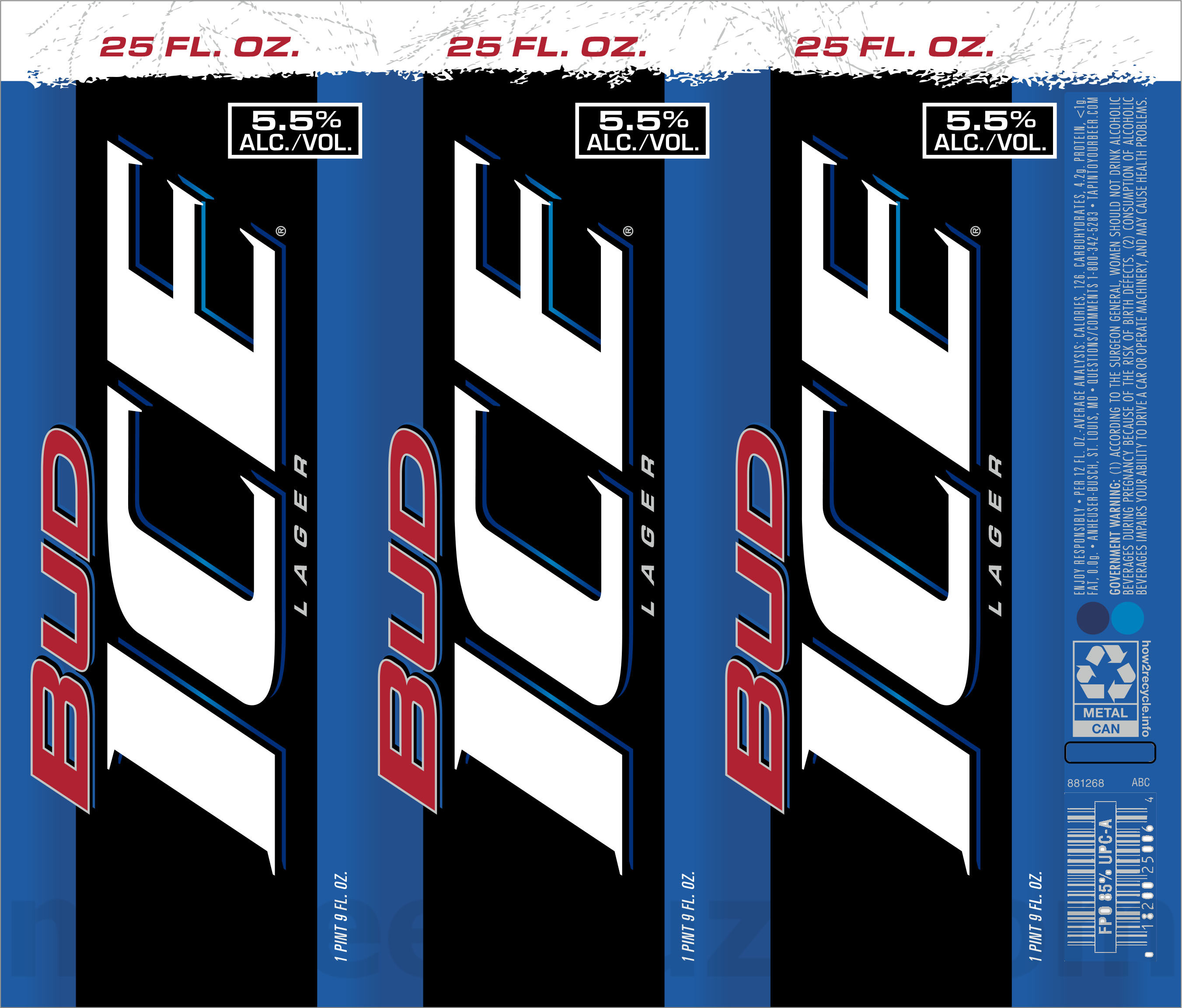 Anheuser-Busch Launches New 25oz Cans for Budweiser, Bud Light, Rolling Rock, Busch Light, Natural Light, Michelob Ultra, Natty Daddy, Busch Ice, Bud Light Lime Straw-Ber-Rita, Lime-A-Rita & Bud Ice 10 apostMBB 5300