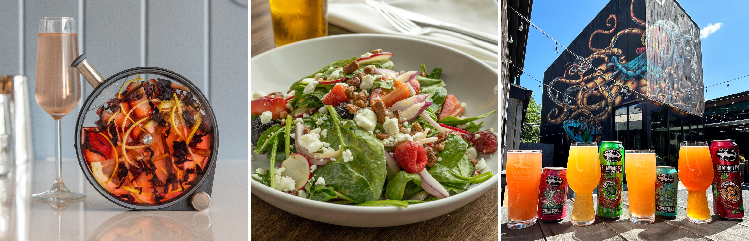 What's New this Summer at Dogfish Head in coastal Delaware 9 porthole cocktail, summer berry salad, and summer shandies