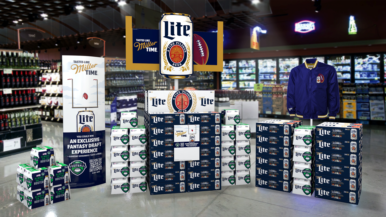 Miller Lite, Coors Light kick off football season with big partnerships, new ads 12 Miller Lite display