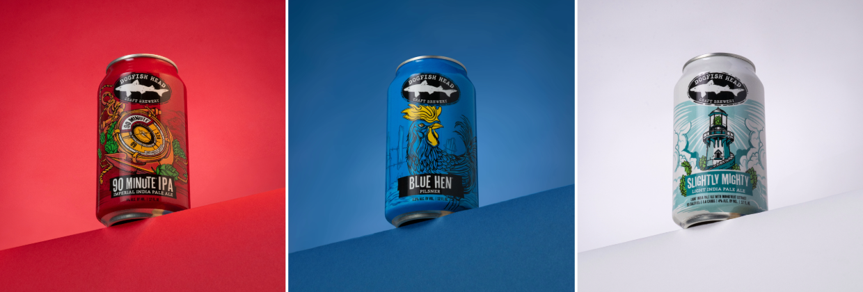 Dogfish Head Packaging Rocking A Fresh New Look 12 Dogfish Head's 90 Minute IPA, Blue Hen Pilsner and Slightly Mighty all sporting their new packaging