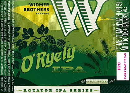 Widmer Brothers Announces Five New Beer Releases 13 O'ryely IPA label