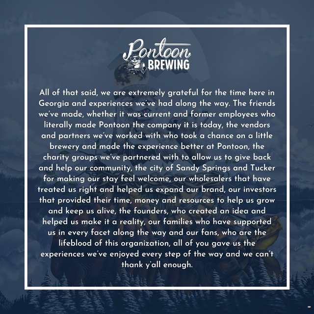 Pontoon Brewing Announces Closure Details Pontoon Brewing Announces Closure Details