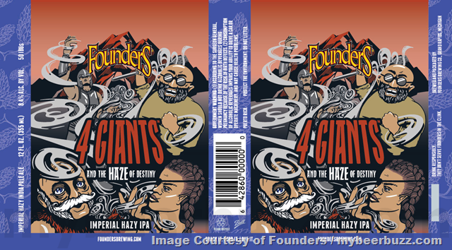 Founders Adding 4 Giants And The Haze Of Destiny 19.2oz Cans / 4 Giants Imperial IPA Founders Adding 4 Giants And The Haze Of Destiny 19.2oz Cans / 4 Giants Imperial IPA