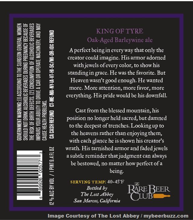 The Lost Abbey King Of Tyre Coming As Rare Beer Club Exclusive The Lost Abbey King Of Tyre Coming As Rare Beer Club Exclusive