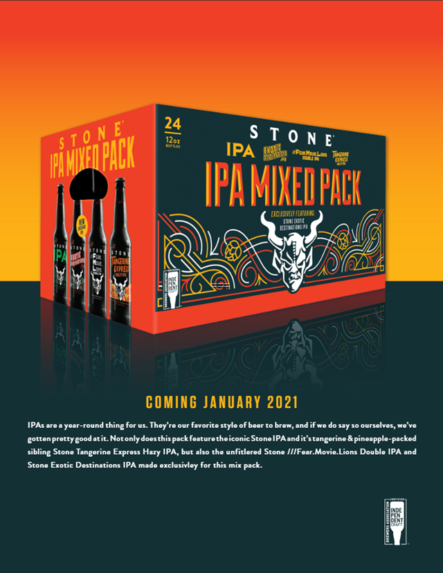 Stone IPA Mixed Pack w/Exotic Destinations Coming Jan 2021 Stone IPA Mixed Pack w/Exotic Destinations Coming Jan 2021