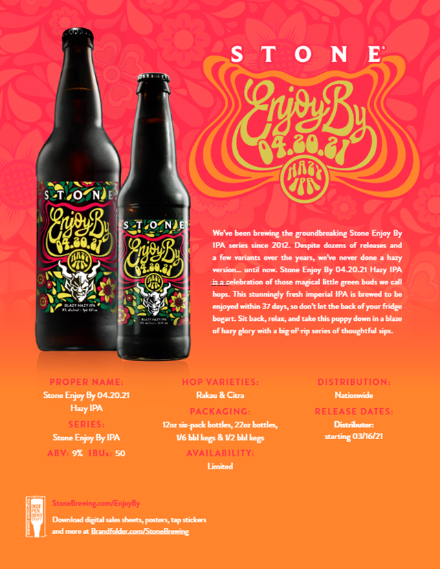 Stone Working On Enjoy By 04.20.21 Blazy Hazy IPA Stone Working On Enjoy By 04.20.21 Blazy Hazy IPA