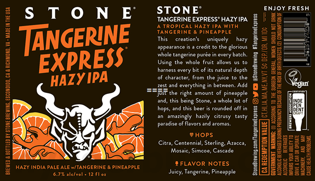 Stone Adding Tangerine Express Hazy IPA Stone Adding Tangerine Express Hazy IPA