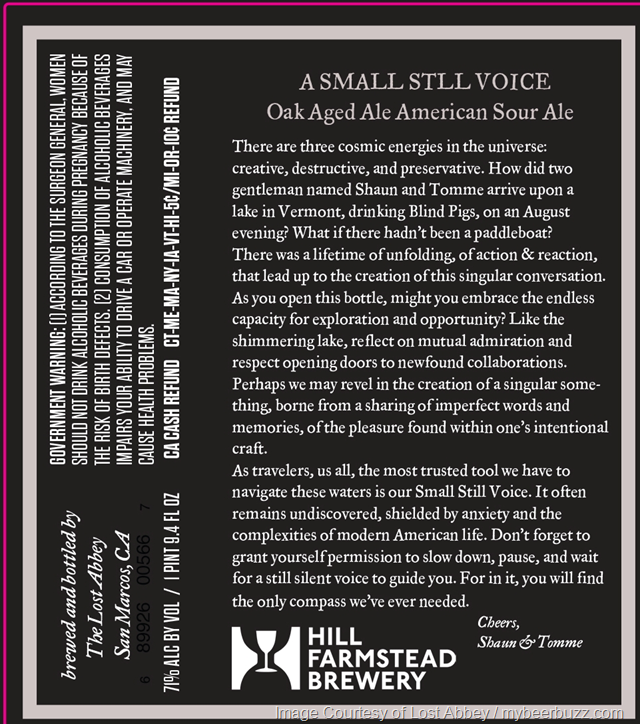 Lost Abbey & Hill Farmstead Collaborate On A Small Still Voice Lost Abbey & Hill Farmstead Collaborate On A Small Still Voice