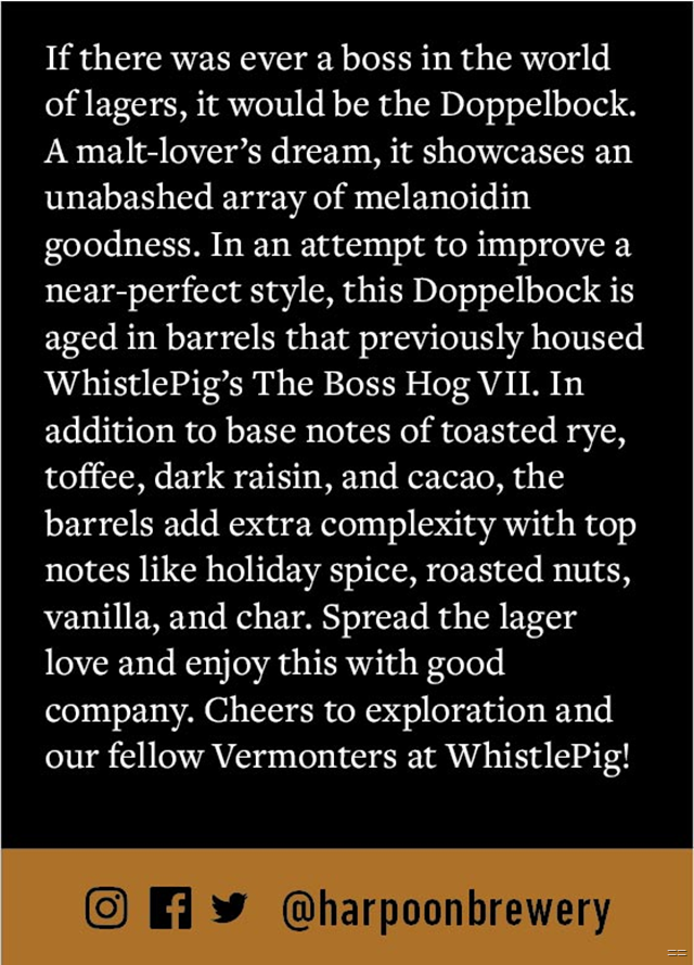 Harpoon & WhistlePig Team Up For The Bock Hog Harpoon & WhistlePig Team Up For The Bock Hog