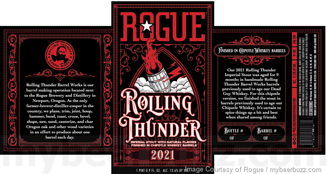 Rogue Adding Rolling Thunder 2021, Rolling Thunder Chipotle Whiskey and Panda Fluff White Stout Rogue Adding Rolling Thunder 2021, Rolling Thunder Chipotle Whiskey and Panda Fluff White Stout