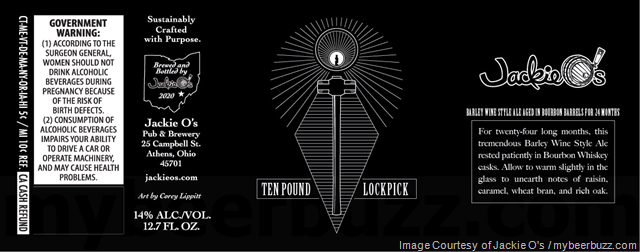 Jackie O’s Adding Dark Apparition Reserve, Kentucky Monk, Ten Pound Lockpick & Cellar Cuvee 1 Jackie O’s Adding Dark Apparition Reserve, Kentucky Monk, Ten Pound Lockpick & Cellar Cuvee 1