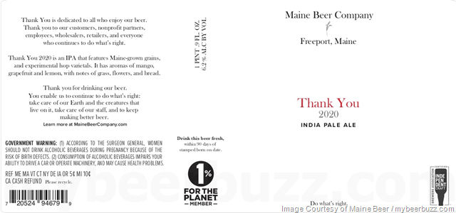 Maine Beer Working On Prince Percy Pilsner & Thank You 2020 IPA Maine Beer Working On Prince Percy Pilsner & Thank You 2020 IPA