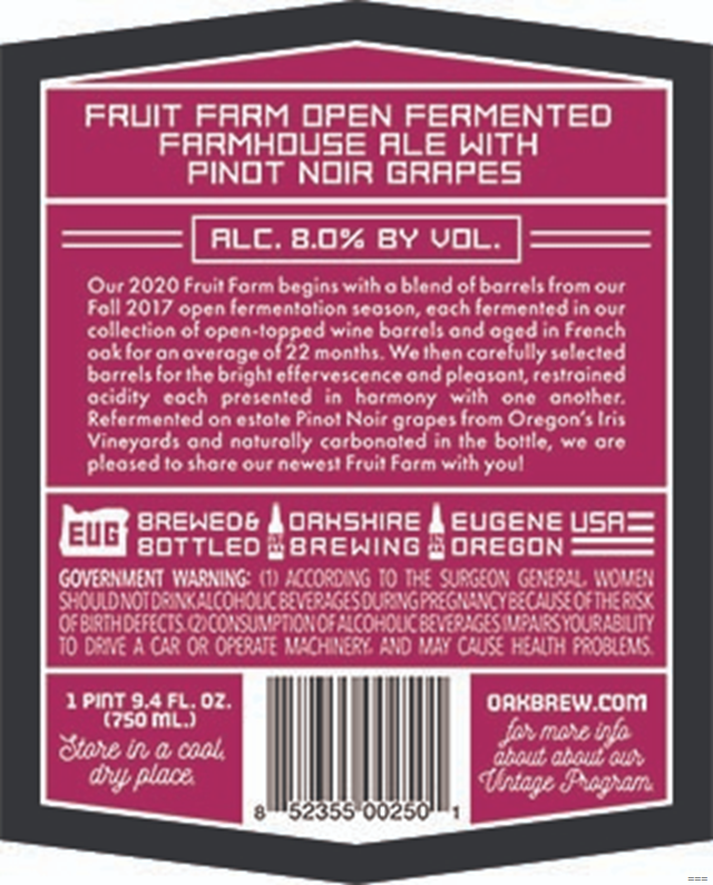 Oakshire & Rowley Farmhouse Ales Collaborate On Notre Famille / 2020 Fruit Farm Oakshire & Rowley Farmhouse Ales Collaborate On Notre Famille / 2020 Fruit Farm