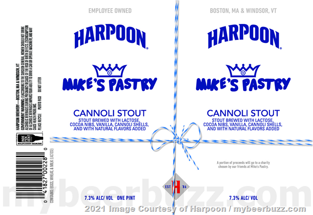 Harpoon Adding Mike’s Pastry Cannoli Stout & Barrel-Aged Cannoli Stout Harpoon Adding Mike’s Pastry Cannoli Stout & Barrel-Aged Cannoli Stout