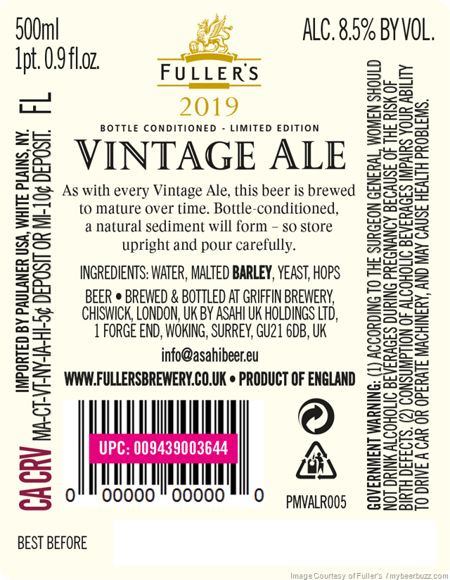 Mybeerbuzz .com Highlights Fuller Vintage Ale 2014 (Review) 8 Fuller’s Adding 2019 Vintage Ale