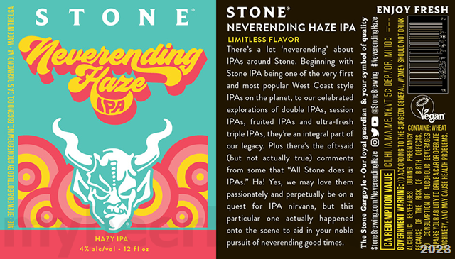 Stone Neverending Haze IPA Coming To 12oz Cans / Enjoy By 01.01.20 Unfiltered IPA Stone Neverending Haze IPA Coming To 12oz Cans / Enjoy By 01.01.20 Unfiltered IPA