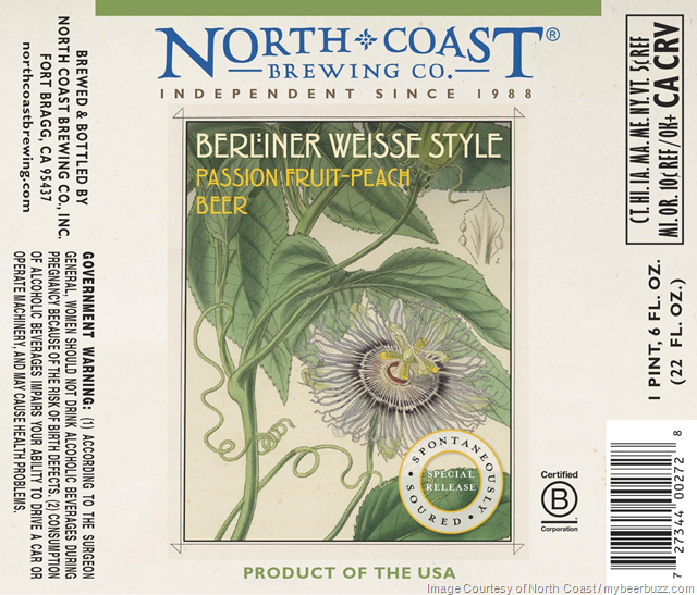 North Coast Working On Passion Fruit-Peach Berliner Weisse Style Beer North Coast Working On Passion Fruit-Peach Berliner Weisse Style Beer