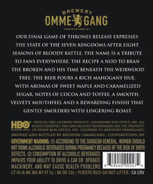 Brewery Ommegang & HBO® Announce My Watch Has Ended To Celebrate the End of Game of Thrones Brewery Ommegang & HBO® Announce My Watch Has Ended To Celebrate the End of Game of Thrones