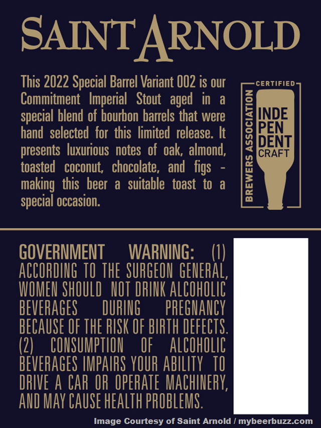 Saint Arnold Adding Bourbon Barrel Commitment 2022 Special Barrel Variant Saint Arnold Adding Bourbon Barrel Commitment 2022 Special Barrel Variant