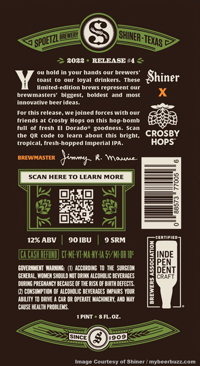 Shiner Fresh Hop Imperial IPA Coming As 2022 Brewer’s Pride Release # 4 Shiner Fresh Hop Imperial IPA Coming As 2022 Brewer’s Pride Release # 4