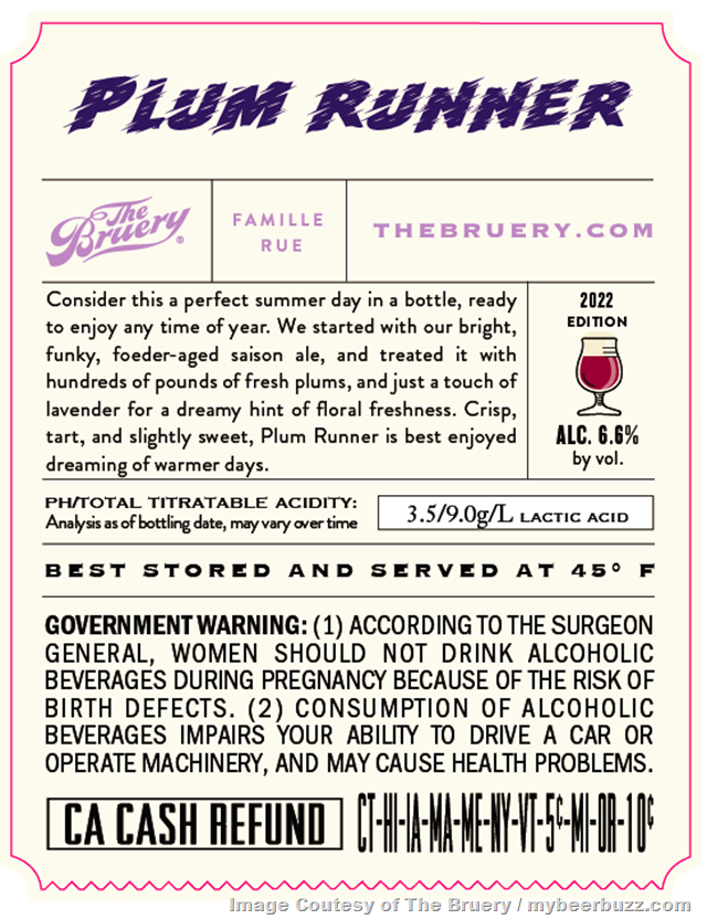 Bruery Terreux Adding Plum Runner Saison Bruery Terreux Adding Plum Runner Saison