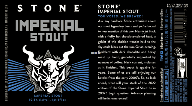 Stone Imperial Stout Returning For 2022 Stone Imperial Stout Returning For 2022
