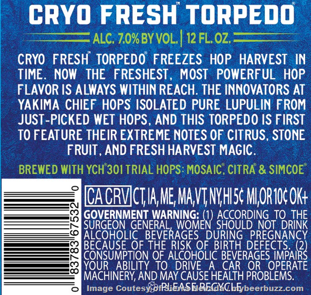 Sierra Nevada Adding Cryo Fresh Torpedo Sierra Nevada Adding Cryo Fresh Torpedo