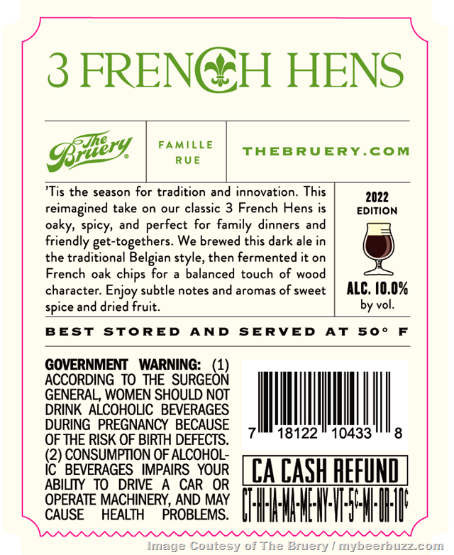 The Bruery Three French Hens Variant Coming For 2022 The Bruery Three French Hens Variant Coming For 2022