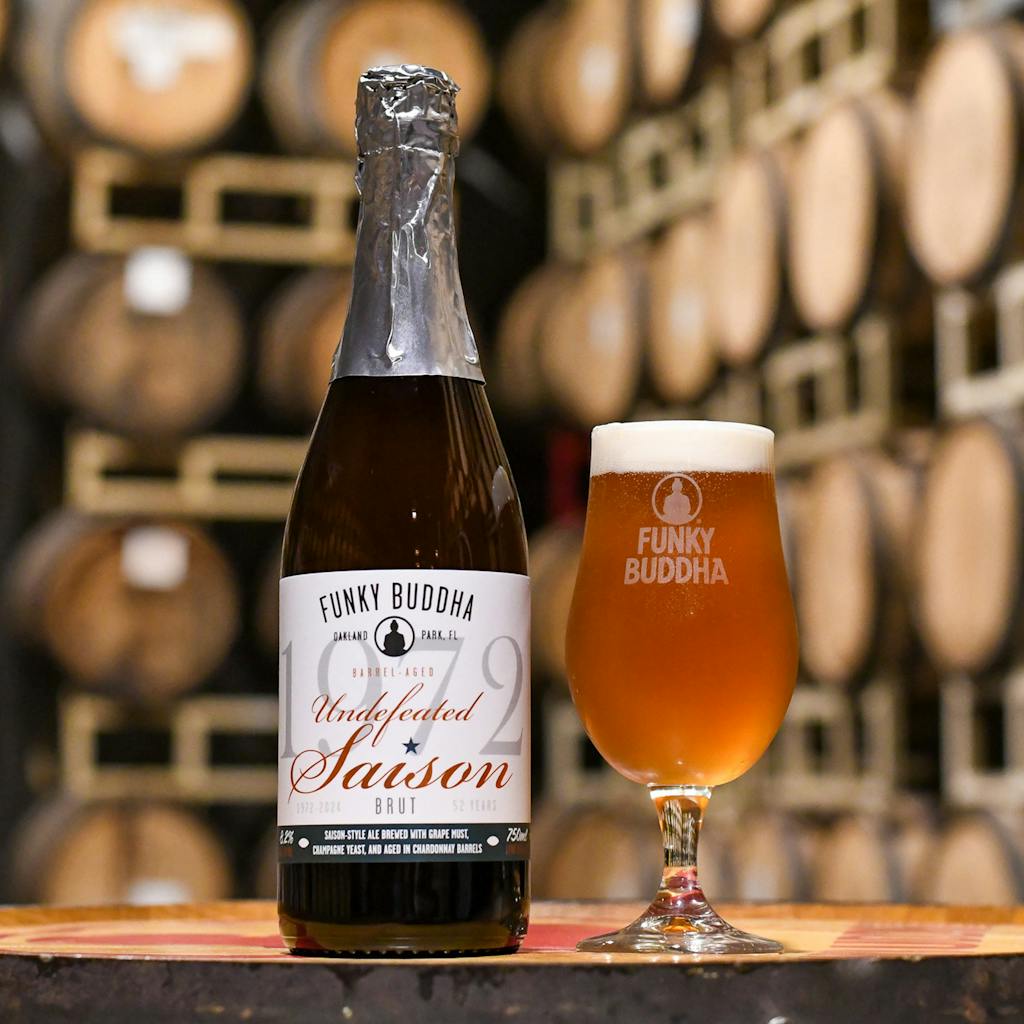 Funky Buddha Adding Mango Smoothie Sour / Hop Gun IPA / Vibin’ Groovable Lager / Tropical Floridian / Last Snow / Floridian / Chant IPA / Whiskey Barrel-Aged Oatmeal Raisin Cookie / French Toast / Butta’ Cup / Rum Barrel-Aged Bushwacker / Maple Bacon Coffee Porter / Cosmic Journey / Barrel-Aged Undefeated Saison / Last Buffalo / Bourbon Barrel-Aged Chocolate Barleywine / Coquito / Barrel-Aged Nikolai Vorlauf / Apple Brandy Barrel-Aged Caramel Apple Pie / Gloves Off 10 Undefeated Saison 2024