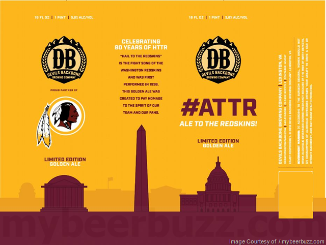 Devils Backbone Adding #ATTR (Ale To The Redskins) Burgundy Ale & Golden Ale Devils Backbone Adding #ATTR (Ale To The Redskins) Burgundy Ale & Golden Ale