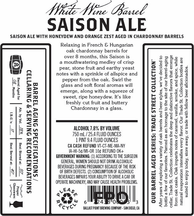 Ballast Point White Wine Barrel Saison Coming To Trade Street Reserve Series Ballast Point White Wine Barrel Saison Coming To Trade Street Reserve Series
