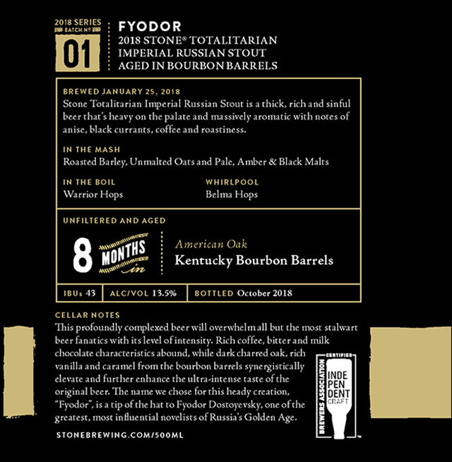 Stone Fyodor & Mikhail Return In 2018 Small Batch Series Stone Fyodor & Mikhail Return In 2018 Small Batch Series