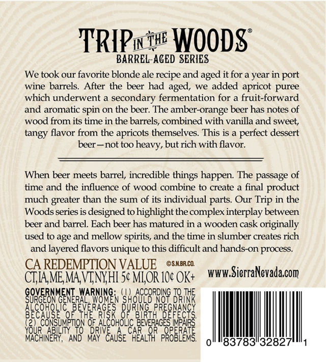 Sierra Nevada Trip In The Woods - Apricot Blonde Ale Sierra Nevada Trip In The Woods - Apricot Blonde Ale