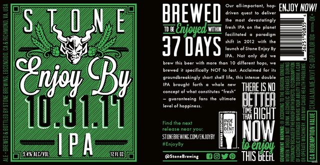 Stone Brewing Adding Enjoy By 10.31.17 IPA Stone Brewing Adding Enjoy By 10.31.17 IPA