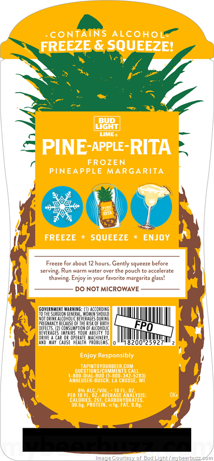 Bud Light Lime Adding Pine-Apple-Rita Frozen Pouches Bud Light Lime Adding Pine-Apple-Rita Frozen Pouches