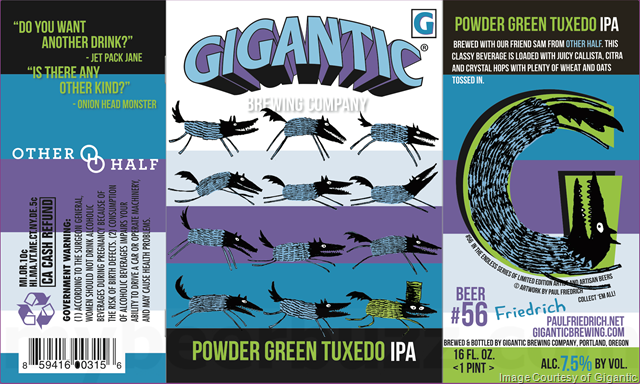 Gigantic & Other Half brewing Collaborate On Powder Green Tuxedo Cans Gigantic & Other Half brewing Collaborate On Powder Green Tuxedo Cans