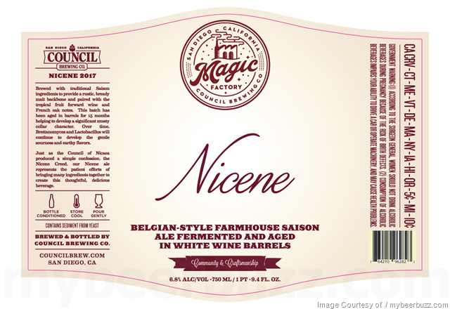 Council Brewing Nicene Wine Barrel Aged Farmhouse Saison Returns Council Brewing Nicene Wine Barrel Aged Farmhouse Saison Returns