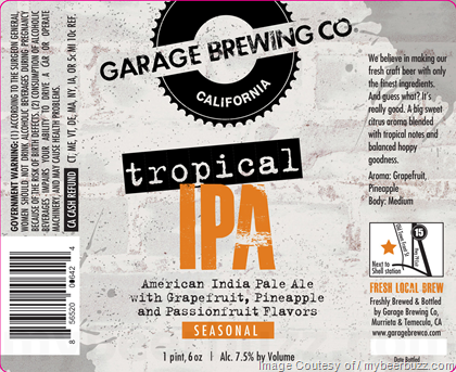 Garage Brewing Tropical IPA Garage Brewing Tropical IPA