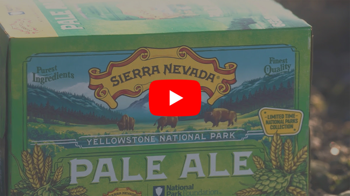 A YouTube video thumbnail showing the Pale Ale Yellowstone National Park six-pack A YouTube video thumbnail showing the Pale Ale Yellowstone National Park six-pack